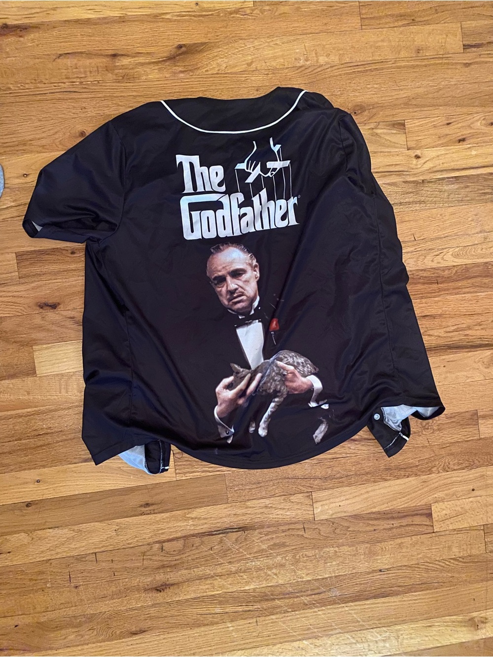 Hybrid Apparel Black 'The Godfather' Graphic Short-Sleeve Button Down Shirt